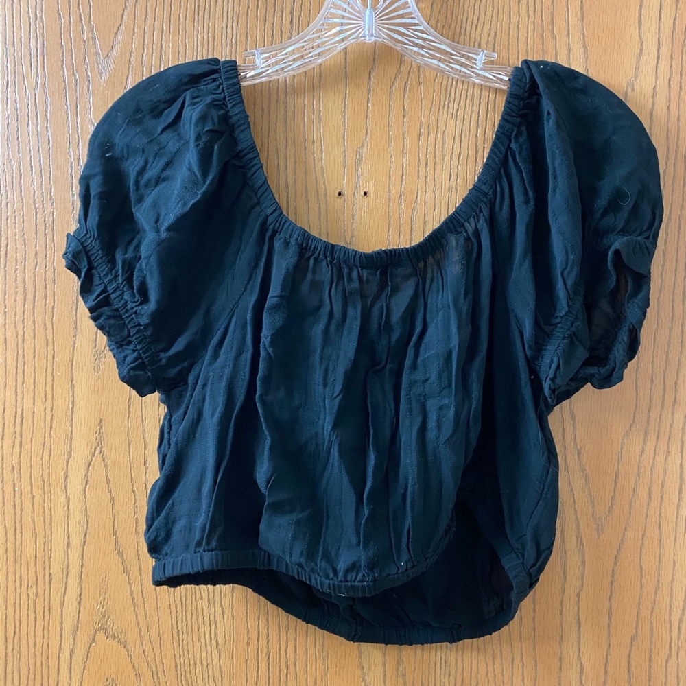 American Eagle square neck crop top black